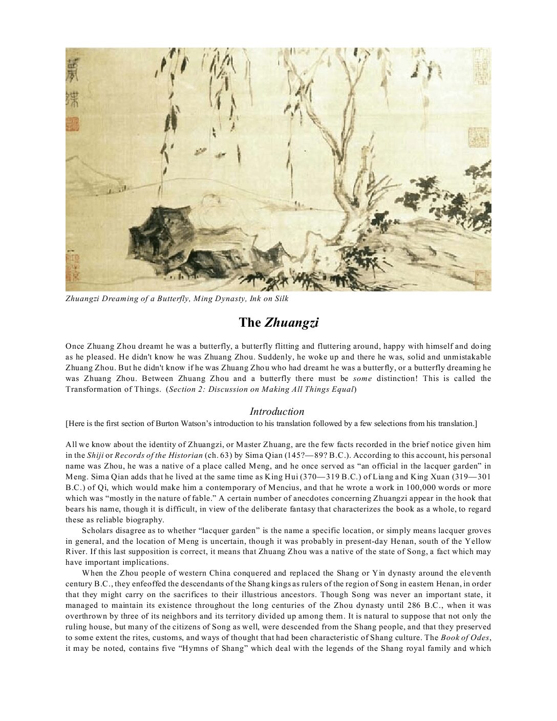 Zhuangzi Summary