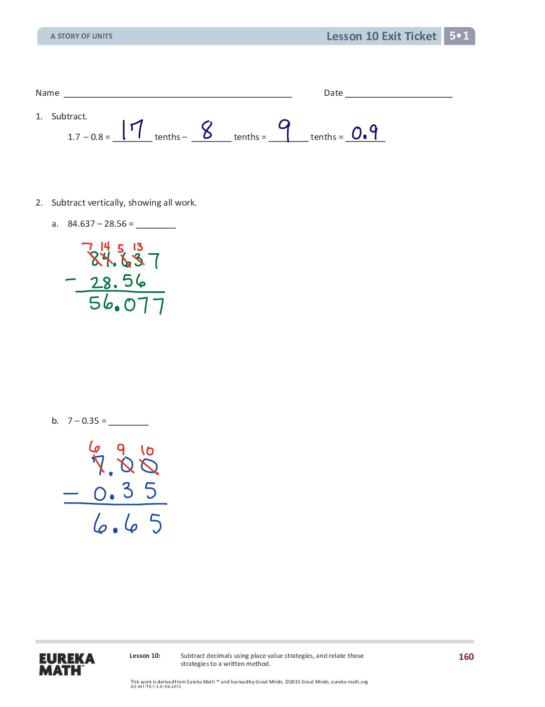 10 G5 M1 Exit Tickets Solutıons