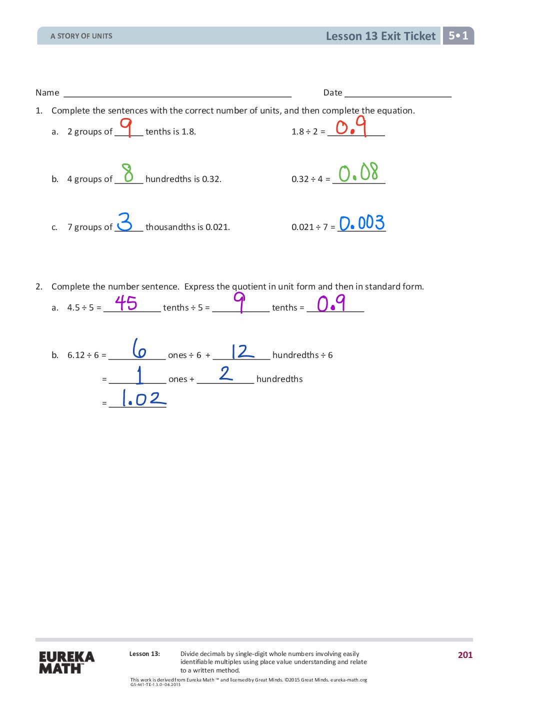 13 G5 M1 Exit Tickets Solutıons