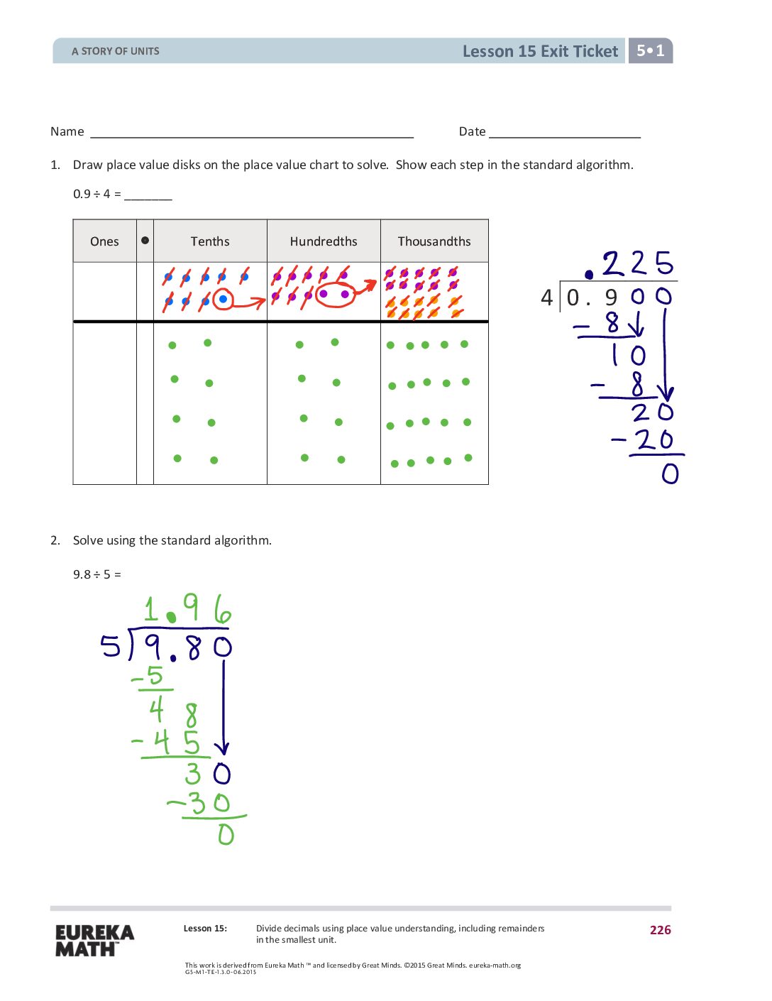 15 G5 M1 Exit Tickets Solutıons
