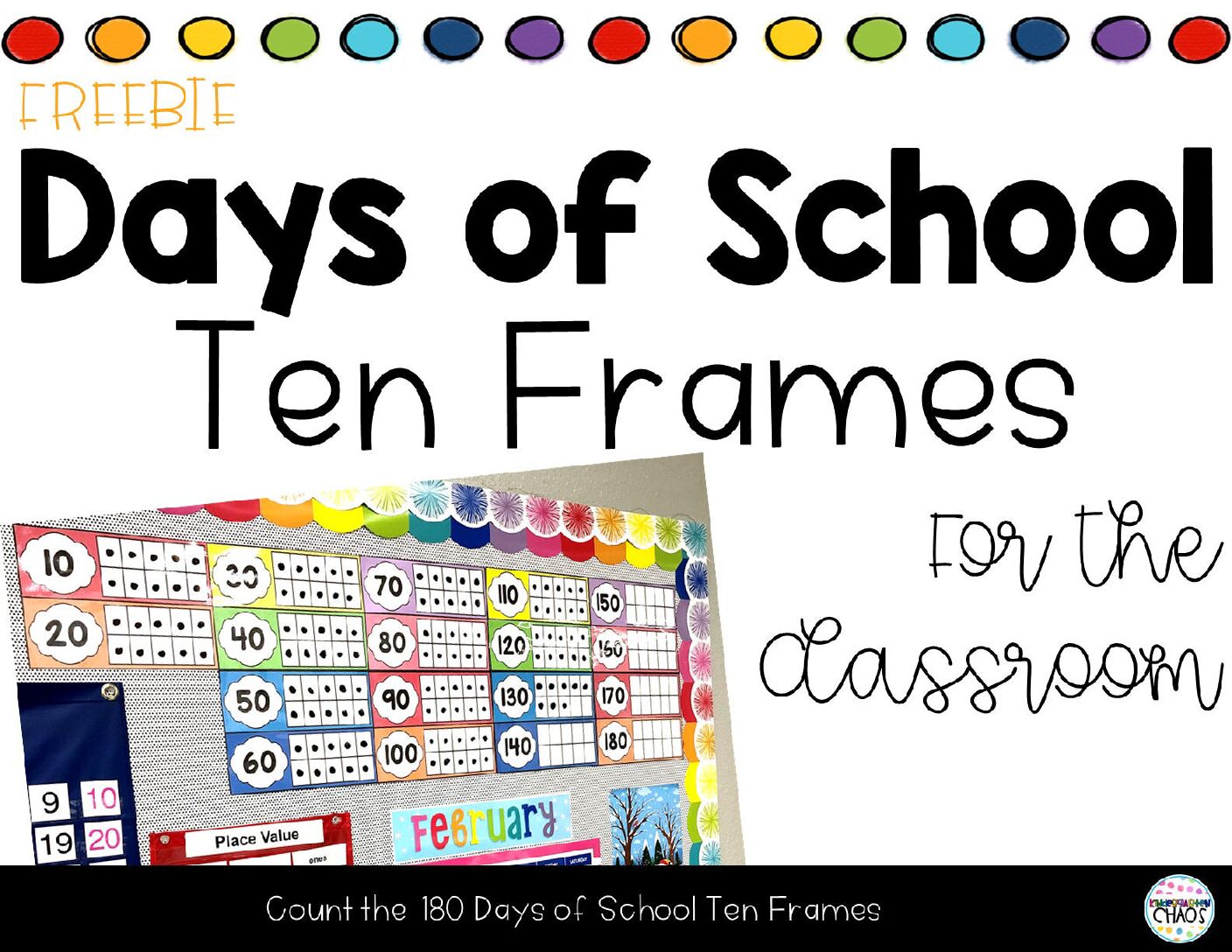 180 Days Of School Ten Frames For Calendar – Free From Kindergarten Chaos