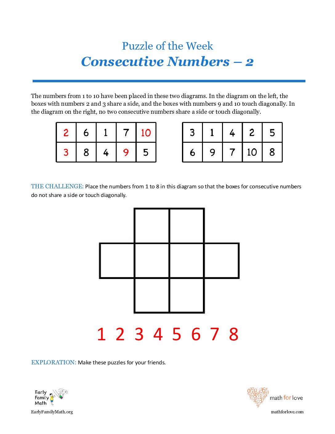 25 7 Clubs Consecutive Numbers 2-Puzzles