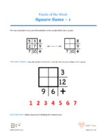 32 8 Spades Square Sums 1-Puzzles