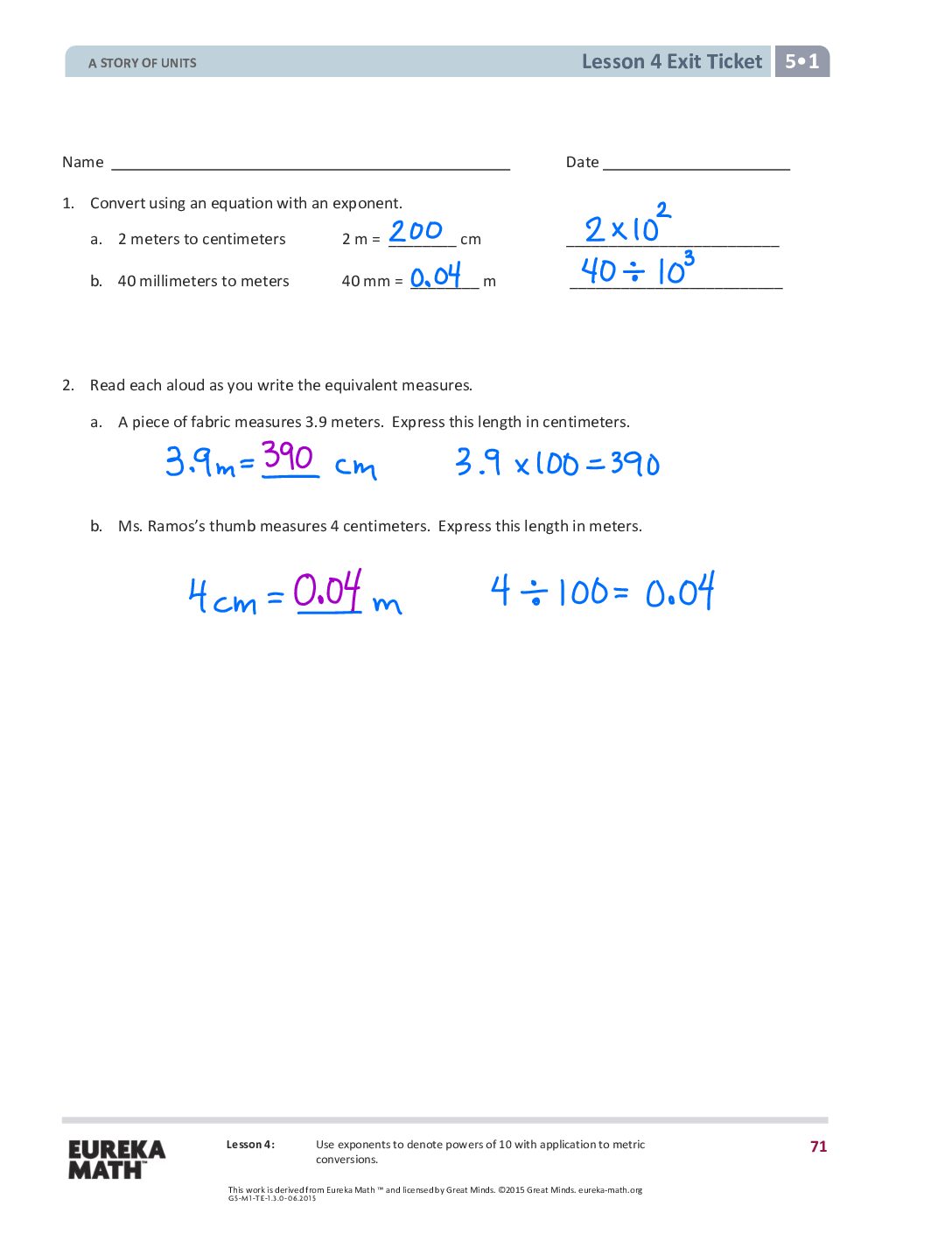 4 G5 M1 Exit Tickets Solutıons