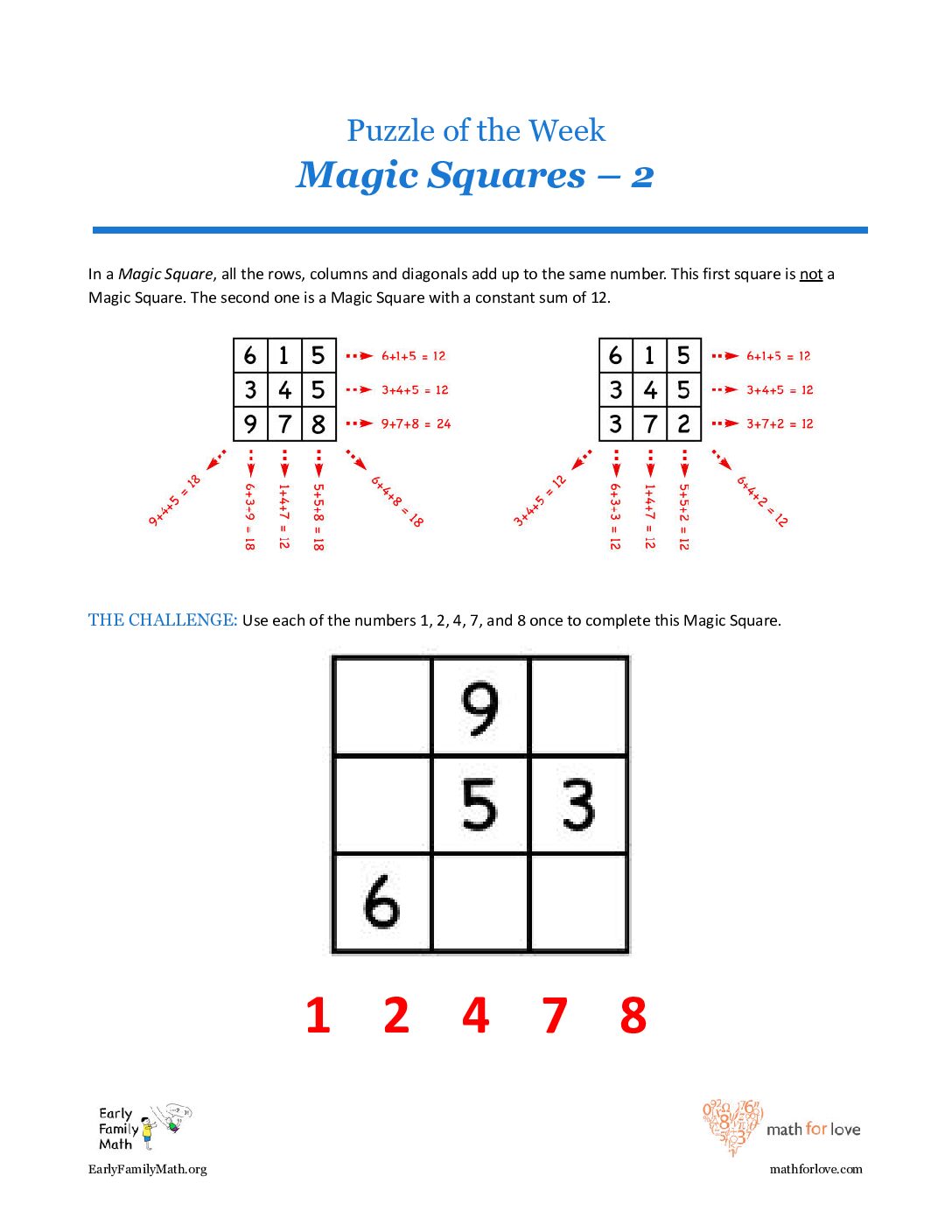 45 Q Clubs Magic Squares 2-Puzzles