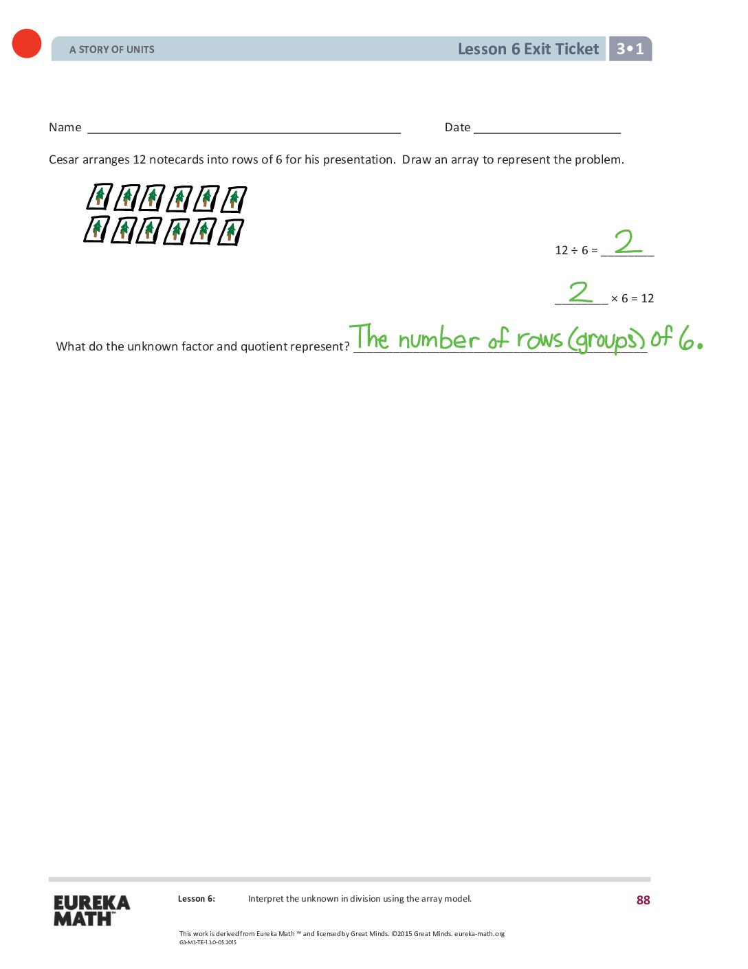 6 G3 M1 Exit Tickets Solutıons