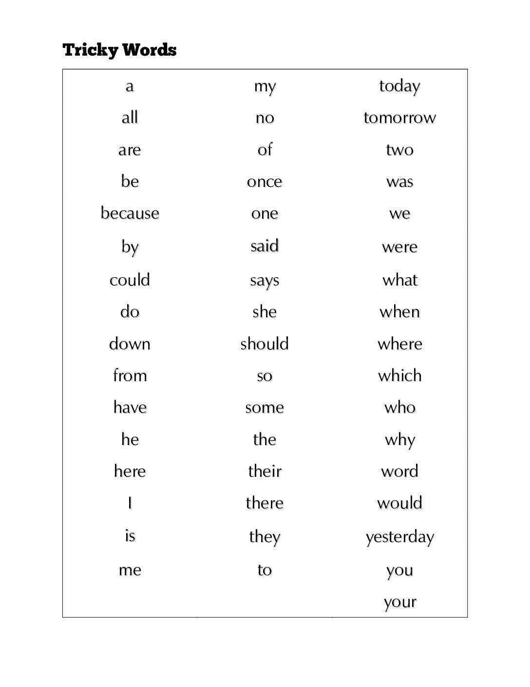 All Tricky Words