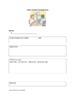 Center Activity Planning Sheet