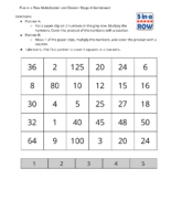 Center Five İn A Row Multiplication 3 5 Stage 4 Three Factors Five İn A Row Multiplication And Division Stage 4 Gameboard