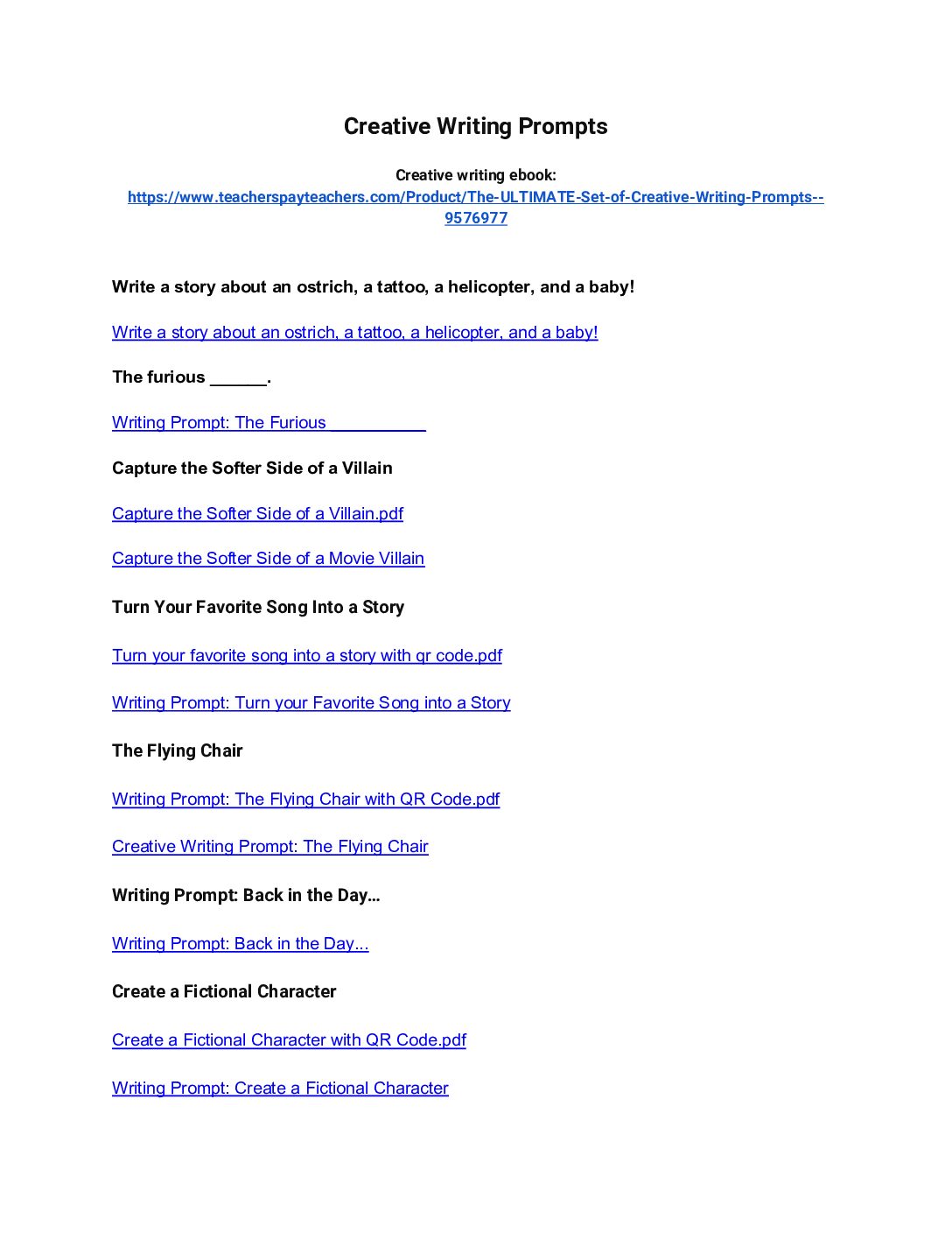 Creative Writing Prompts