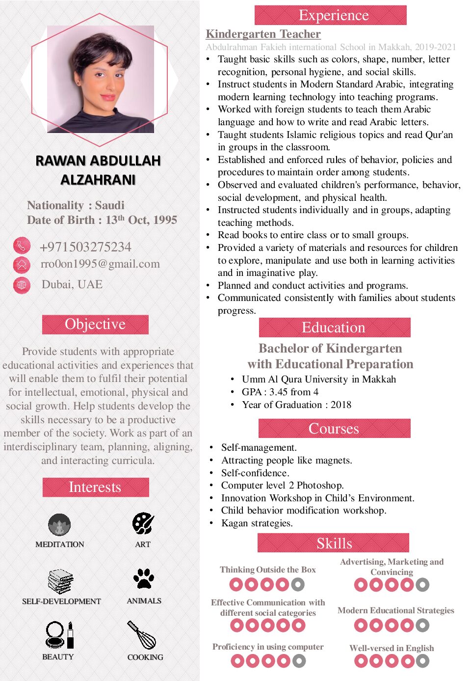 Cv Rawan-Arabic Teacher