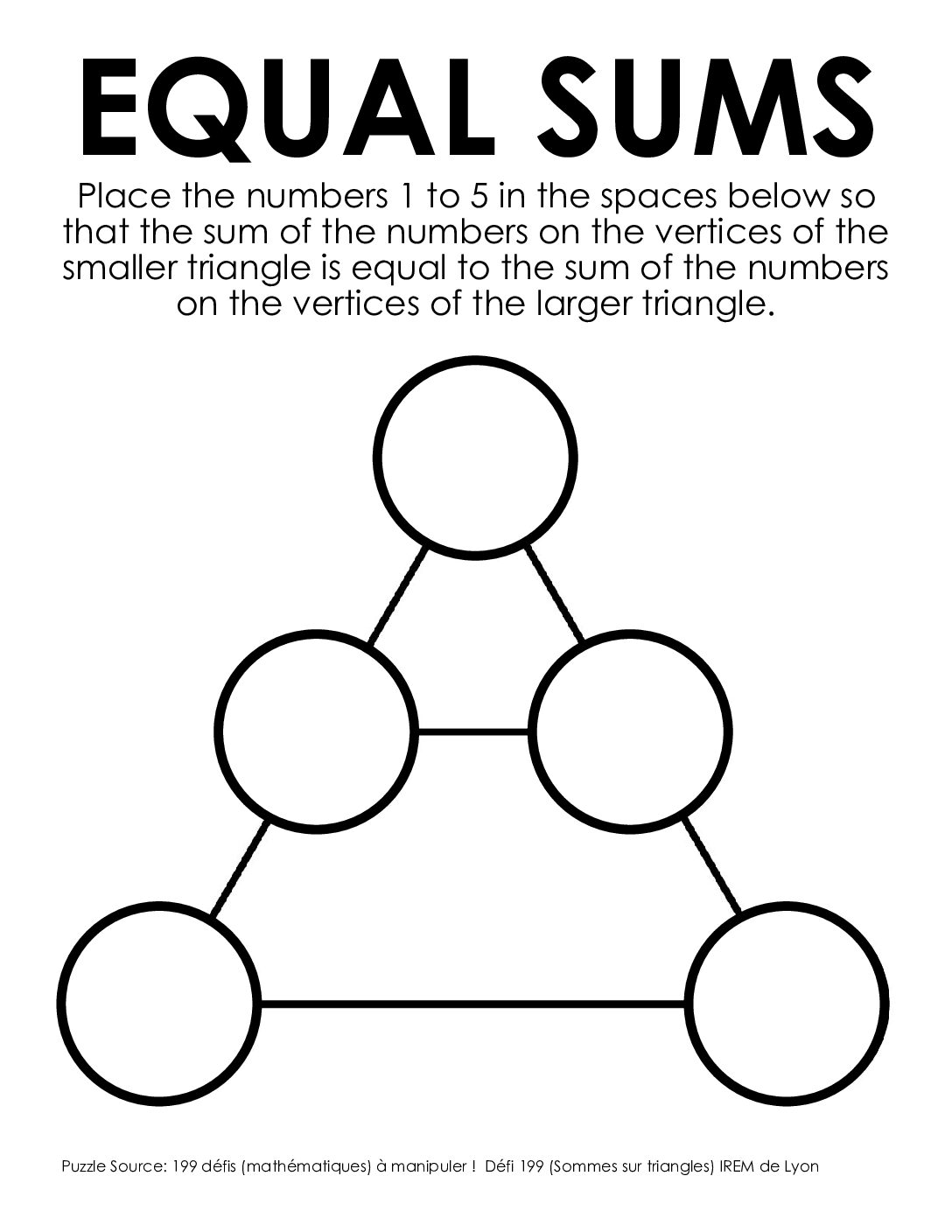Equal Sums Puzzle-Puzzles