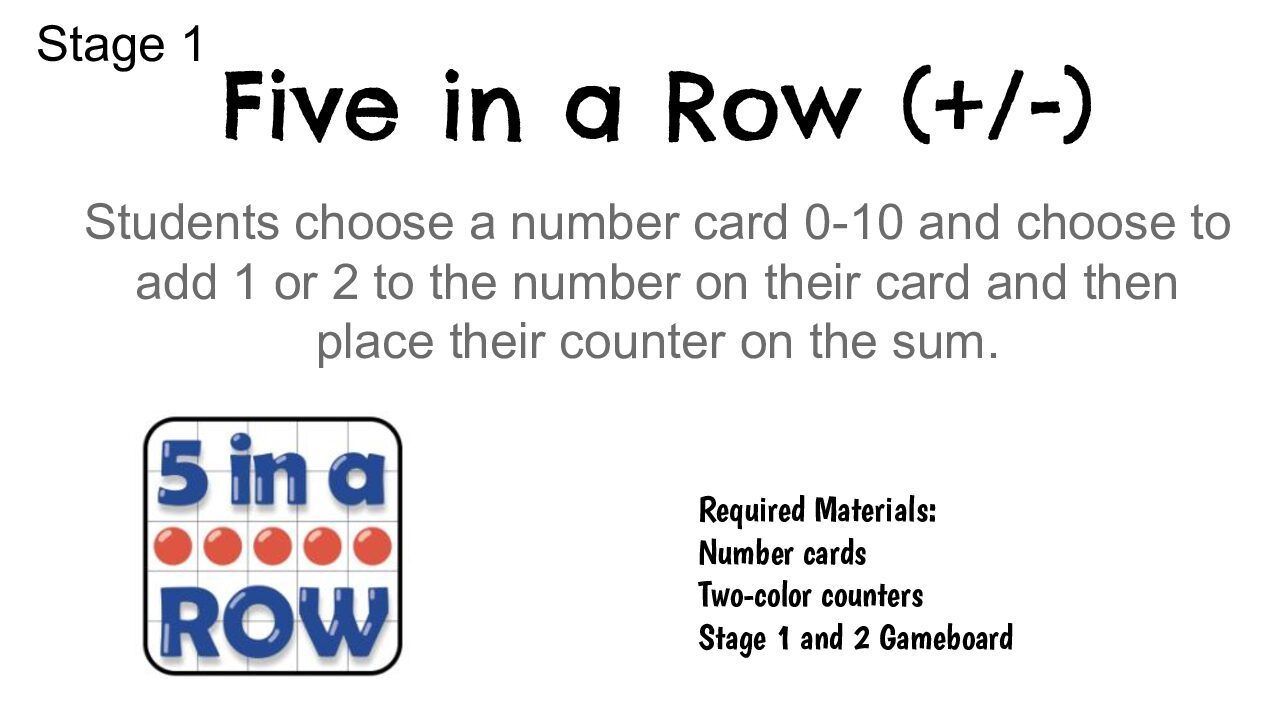 Five İn A Row Add Subtract Instructions