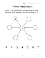 Flower Petal Puzzles Worksheet 2-Puzzles