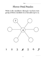 Flower Petal Puzzles Worksheet 3-Puzzles