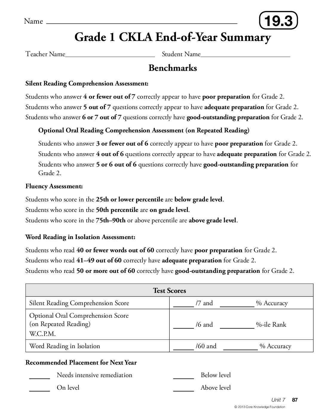 G1 U7 Assessment Directions & Student Pages [1St Ed.]