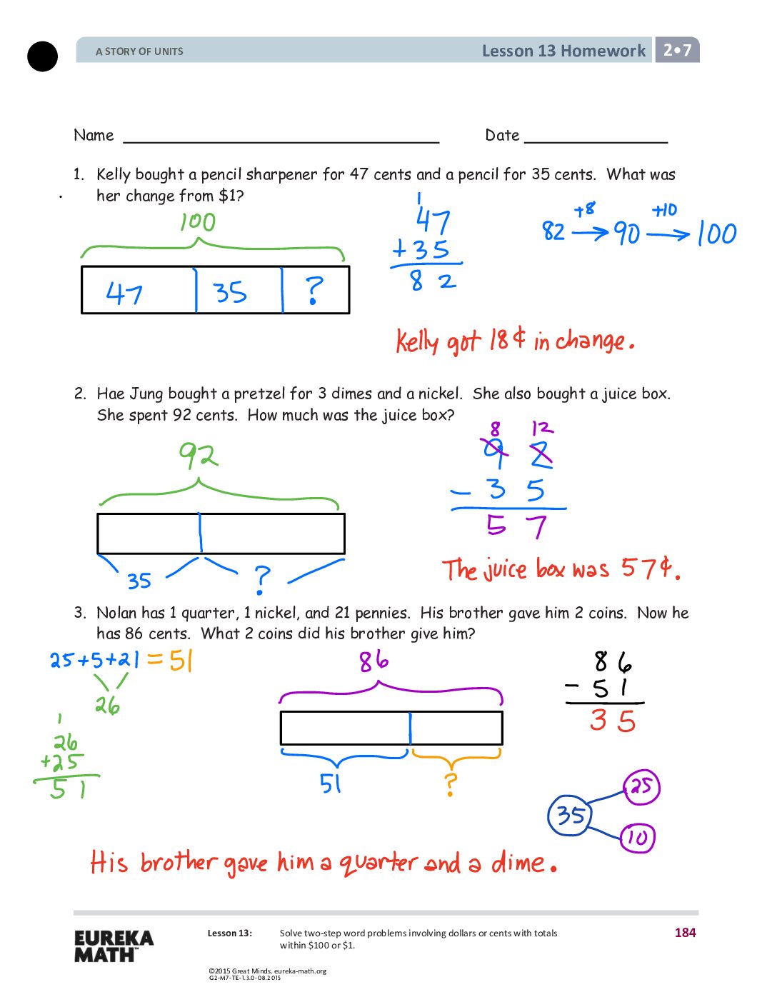 G2 M7 Homework Solutıons Lesson 13