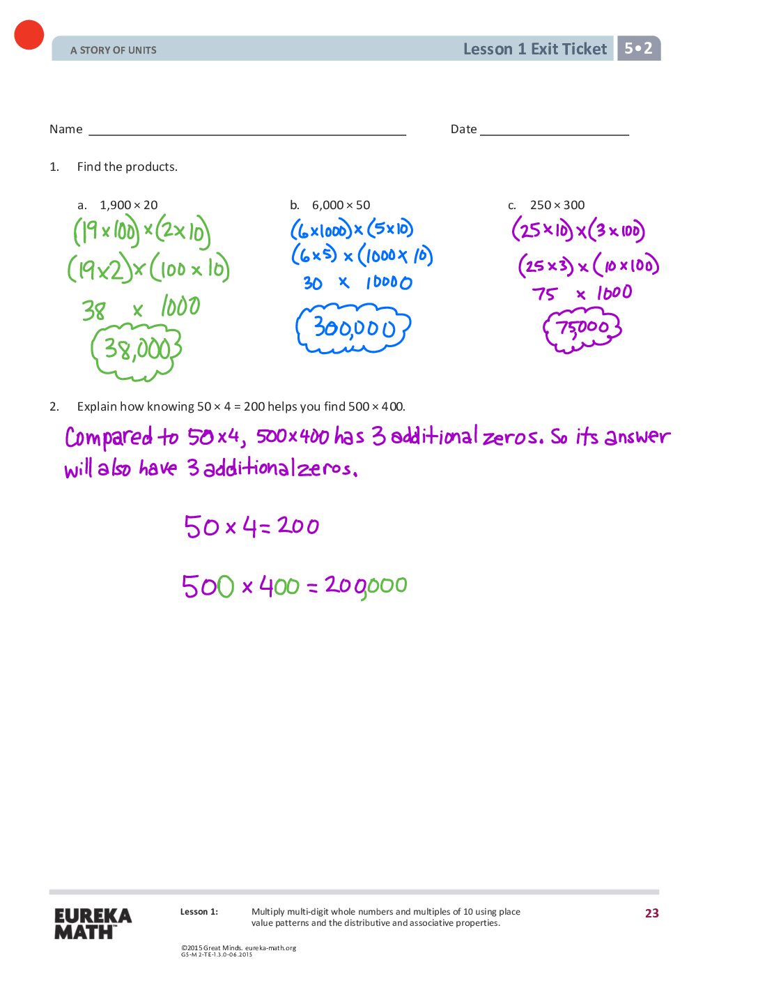 G5 M2 Exit Tickets Solutıons