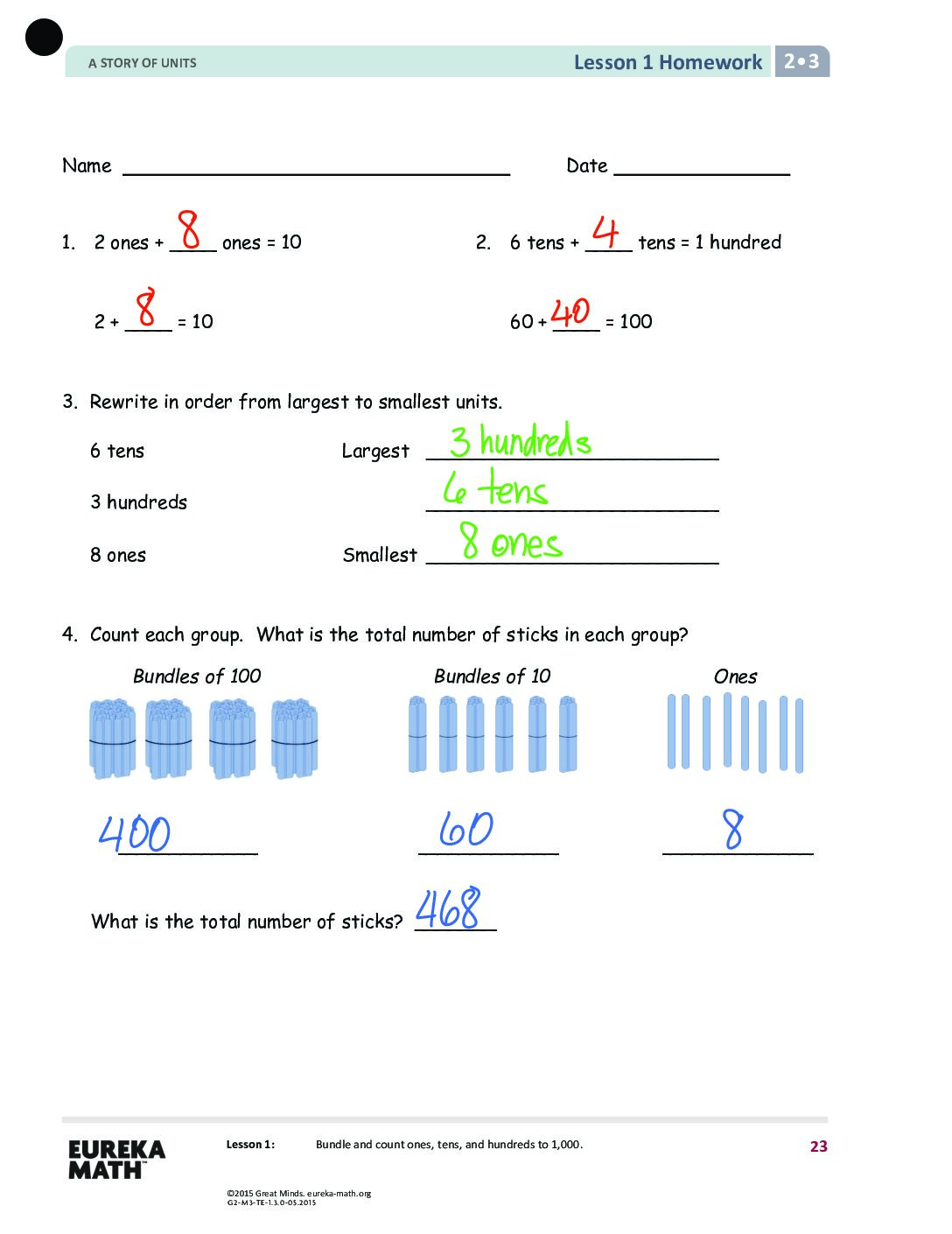 Gr2 M3 Homework Solutıons Lesson 1