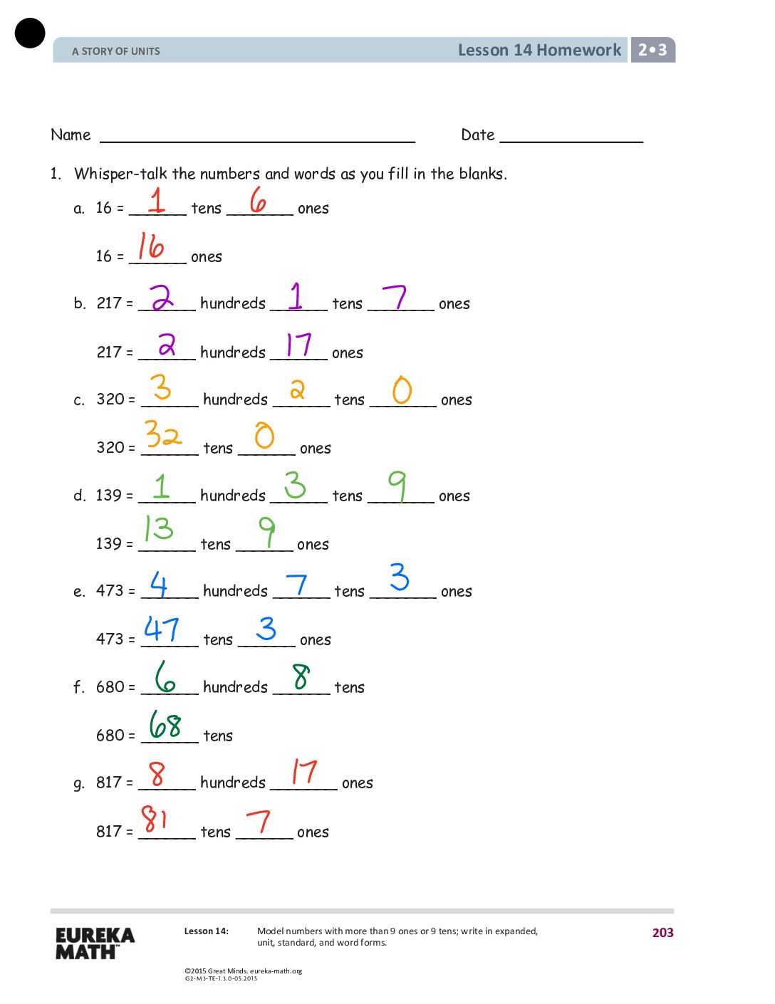 Gr2 M3 Homework Solutıons Lesson 14