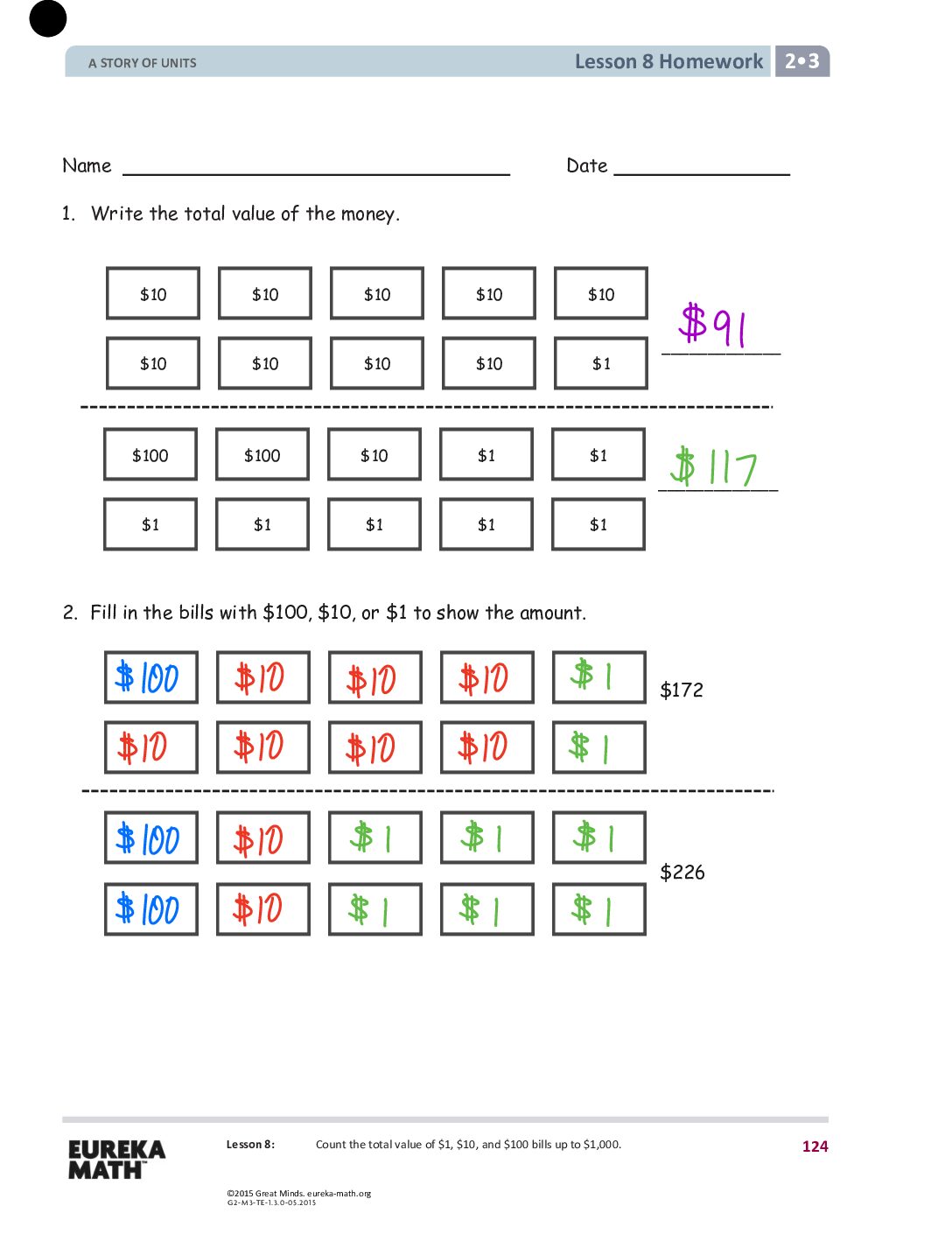 Gr2 M3 Homework Solutıons Lesson 8