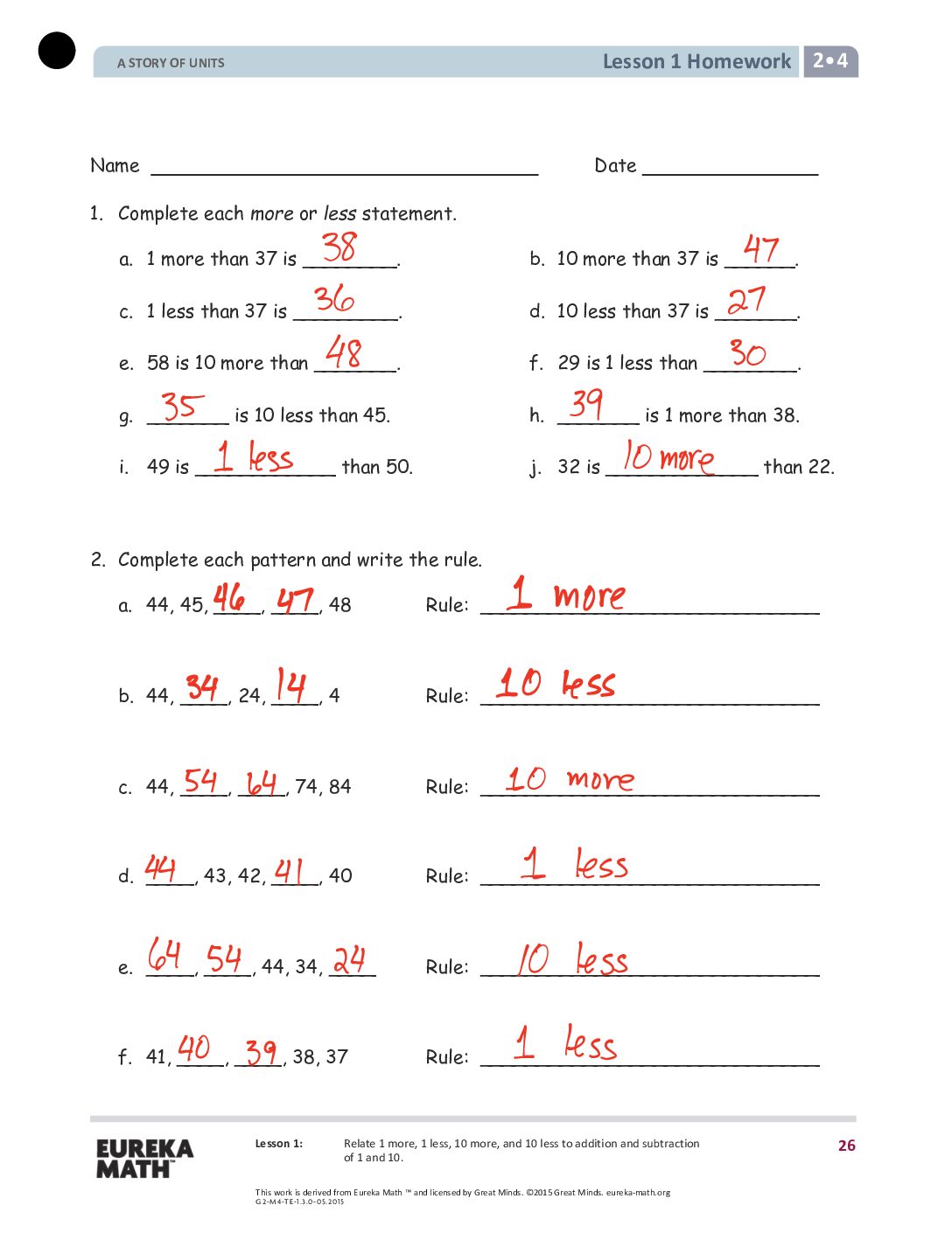 Gr2 M4 Homework Solutıons Lesson 1