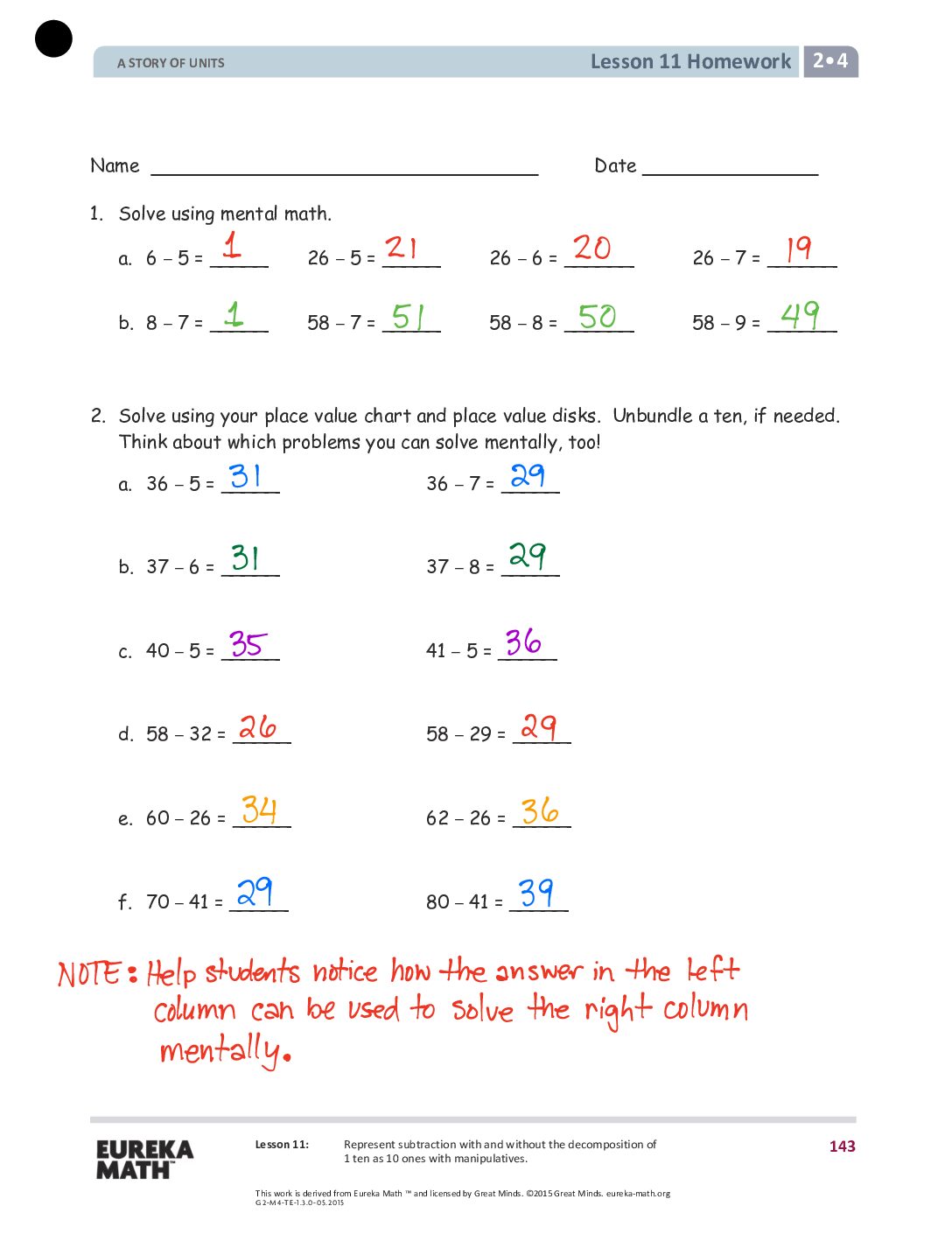 Gr2 M4 Homework Solutıons Lesson 11