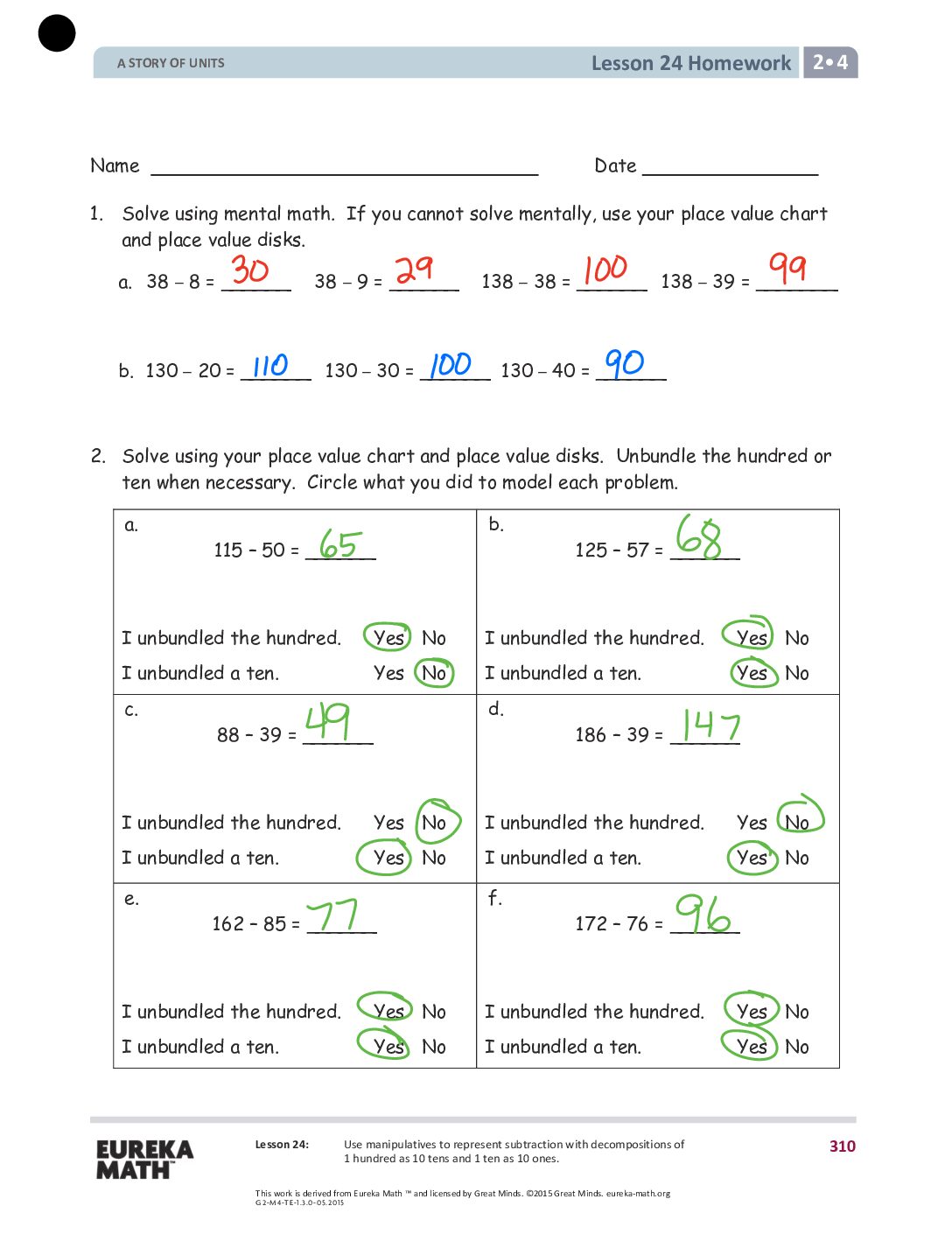 Gr2 M4 Homework Solutıons Lesson 24
