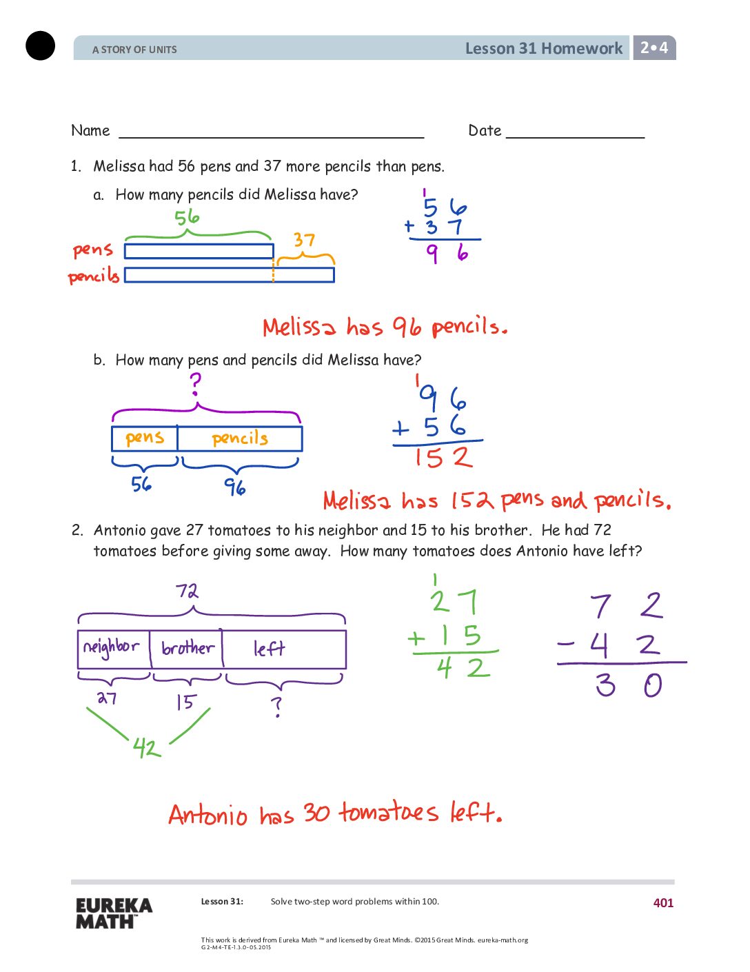 Gr2 M4 Homework Solutıons Lesson 31