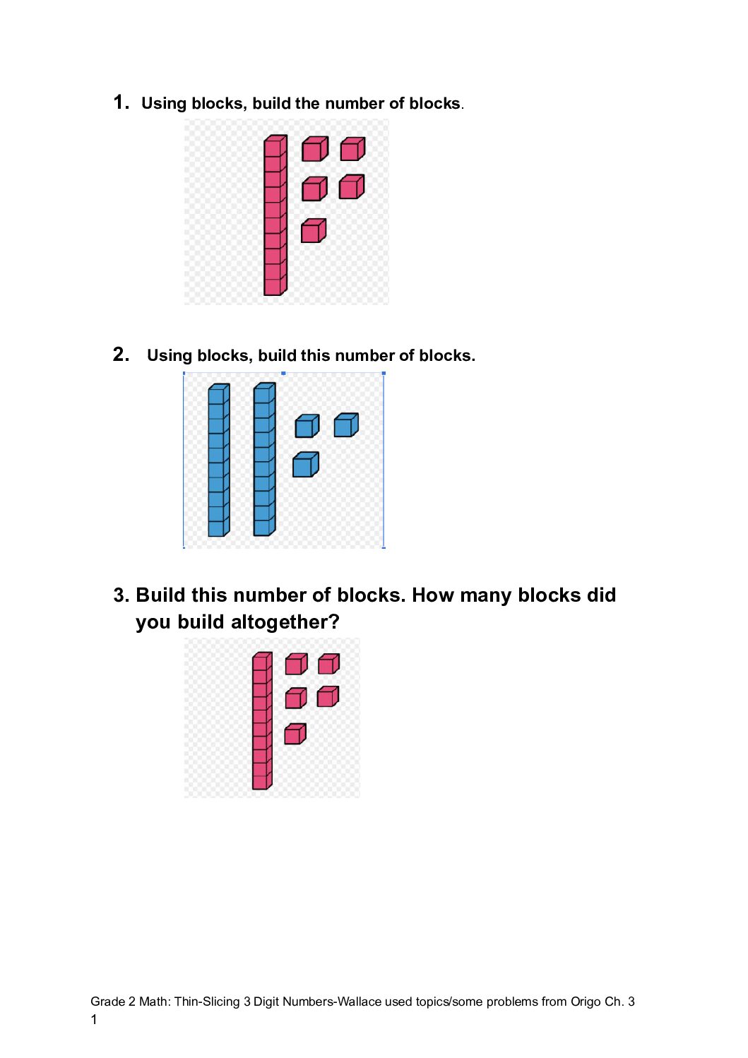 Grade 2 Math Thin Slicing 3 Digit Numbers Origo Chapter 3 Documentos De Google