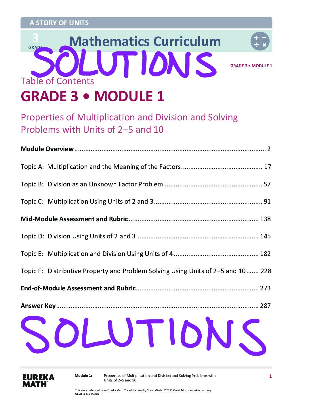 Grade 3 Module 1 Solutıons Updated