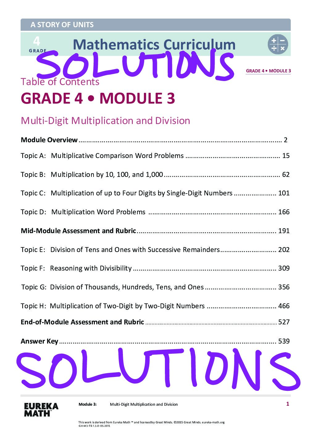 Grade 4 Module 3 Solutions Corrected 12 18 2017