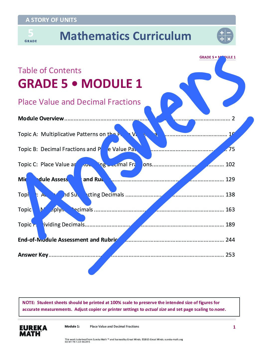 Grade 5 Module 1 Solutions Updated 10 25 17