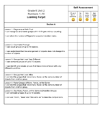 Grade K Unit 2 I Can Self Assessment