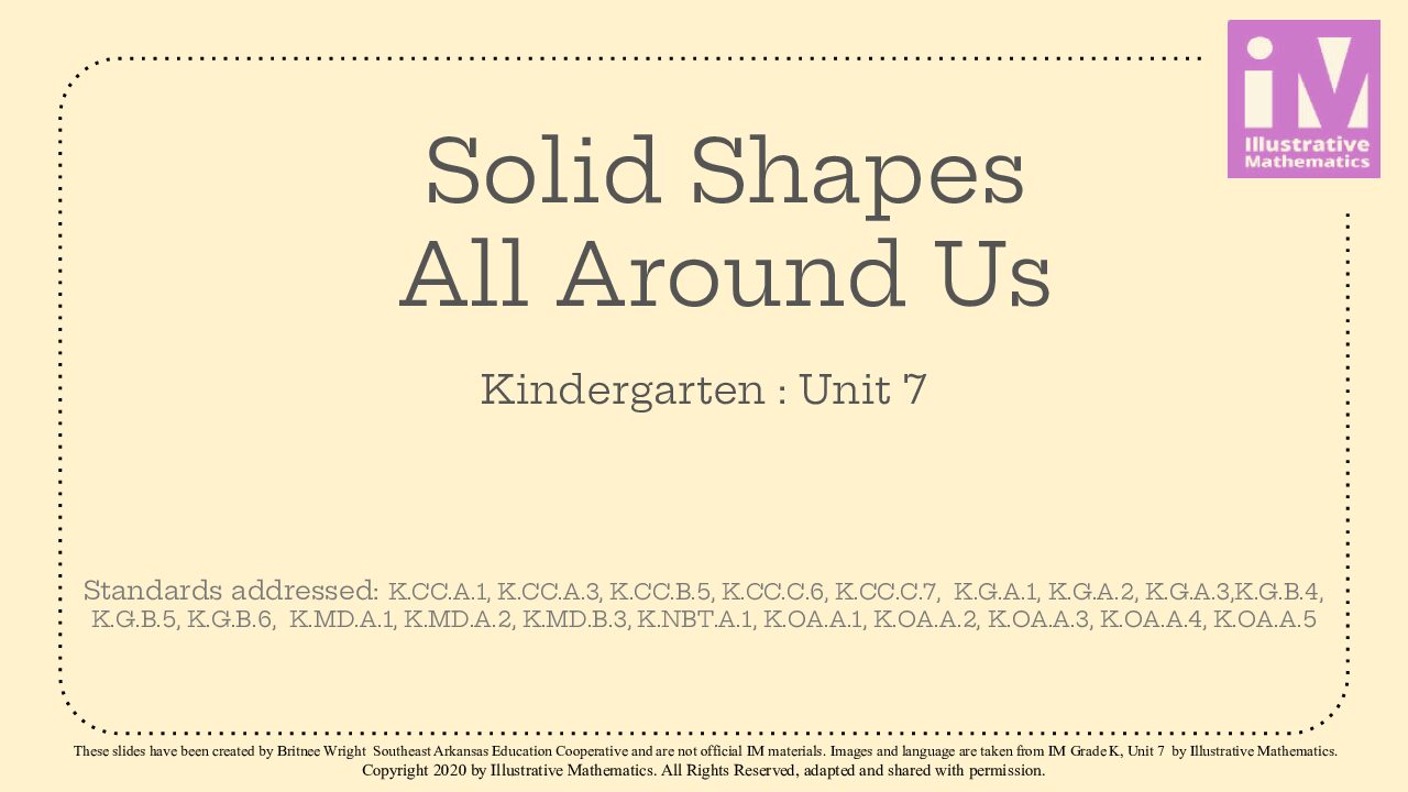 Im Gr. K Unit 7 Solid Shapes All Around Us
