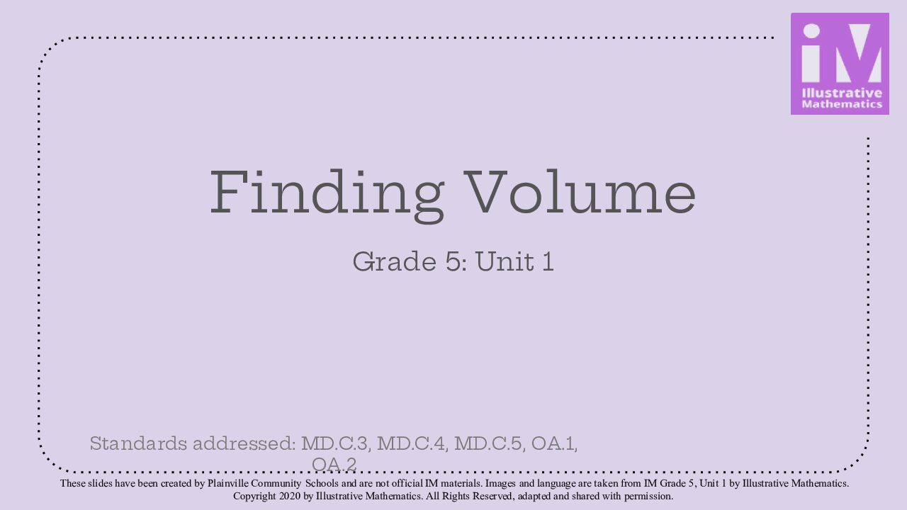 Im Gr.5 Unit 1 Finding Volume Slide Deck