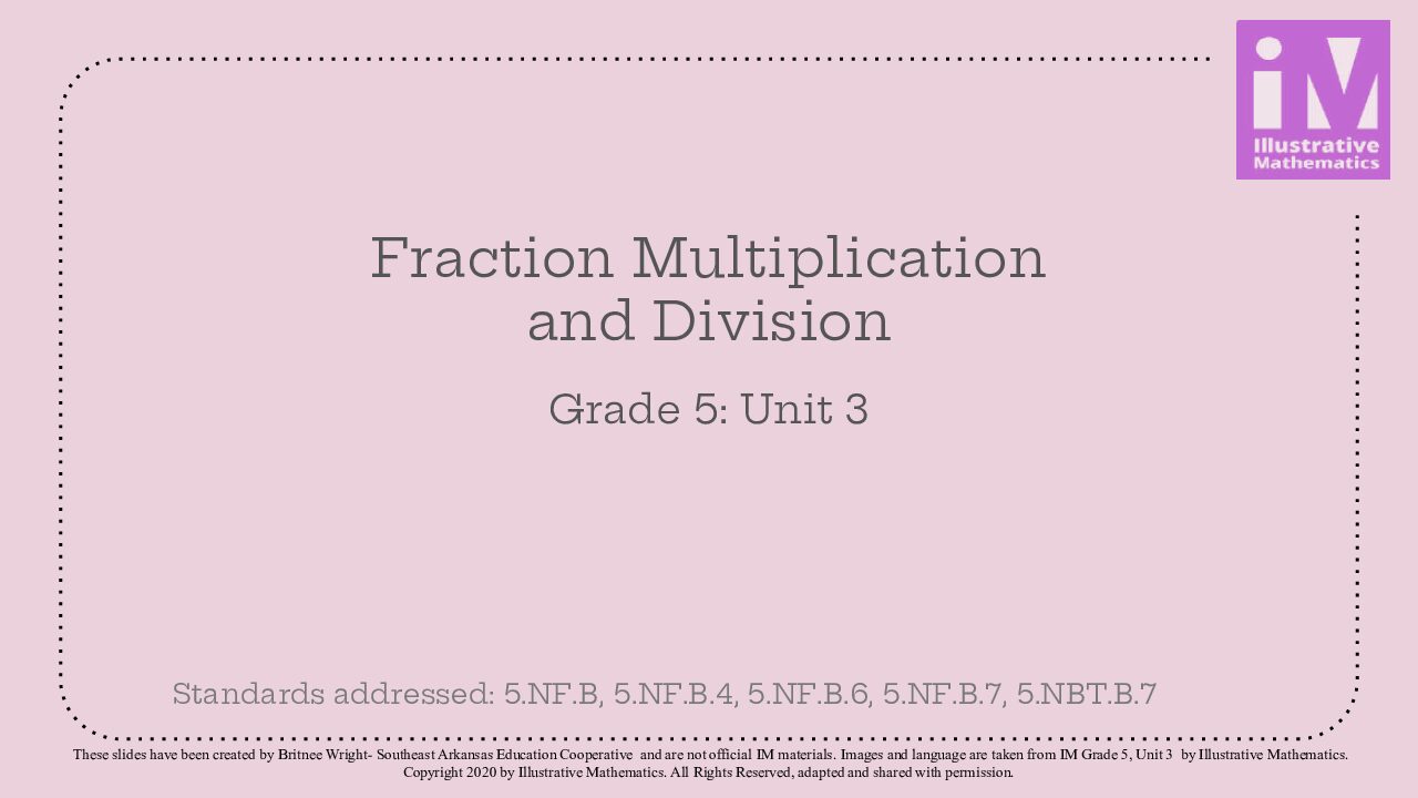 Im Gr.5 Unit 3 Fractions As Quotients And Fraction Multiplication