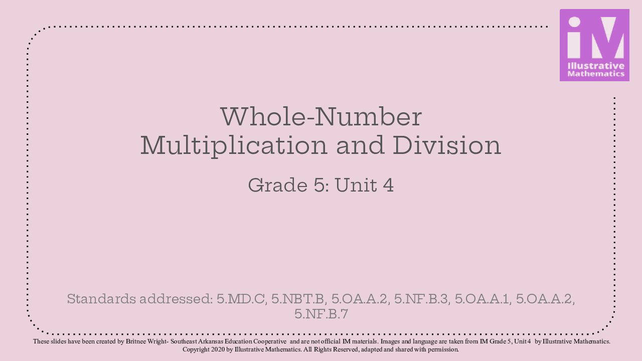 Im Gr.5 Unit 4 Whole Number Multiplication And Division