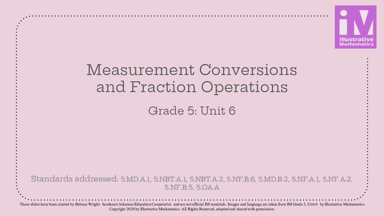 Im Gr.5 Unit 6 Measurement Conversions And Fraction Operations