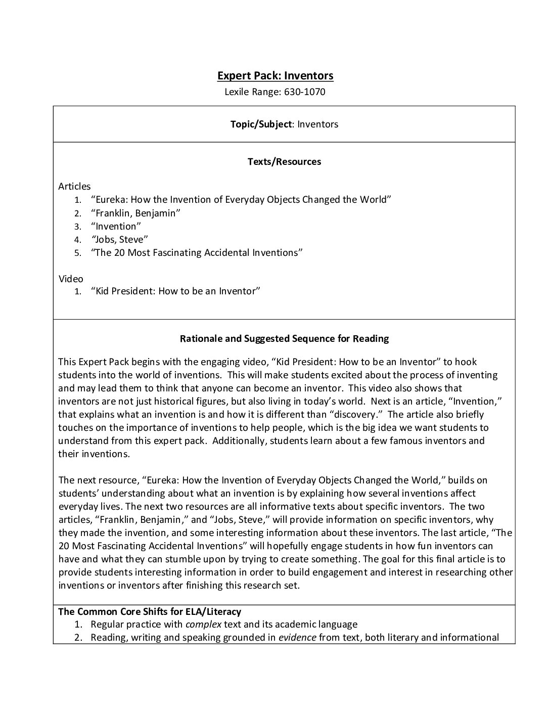 Inventors Text Set