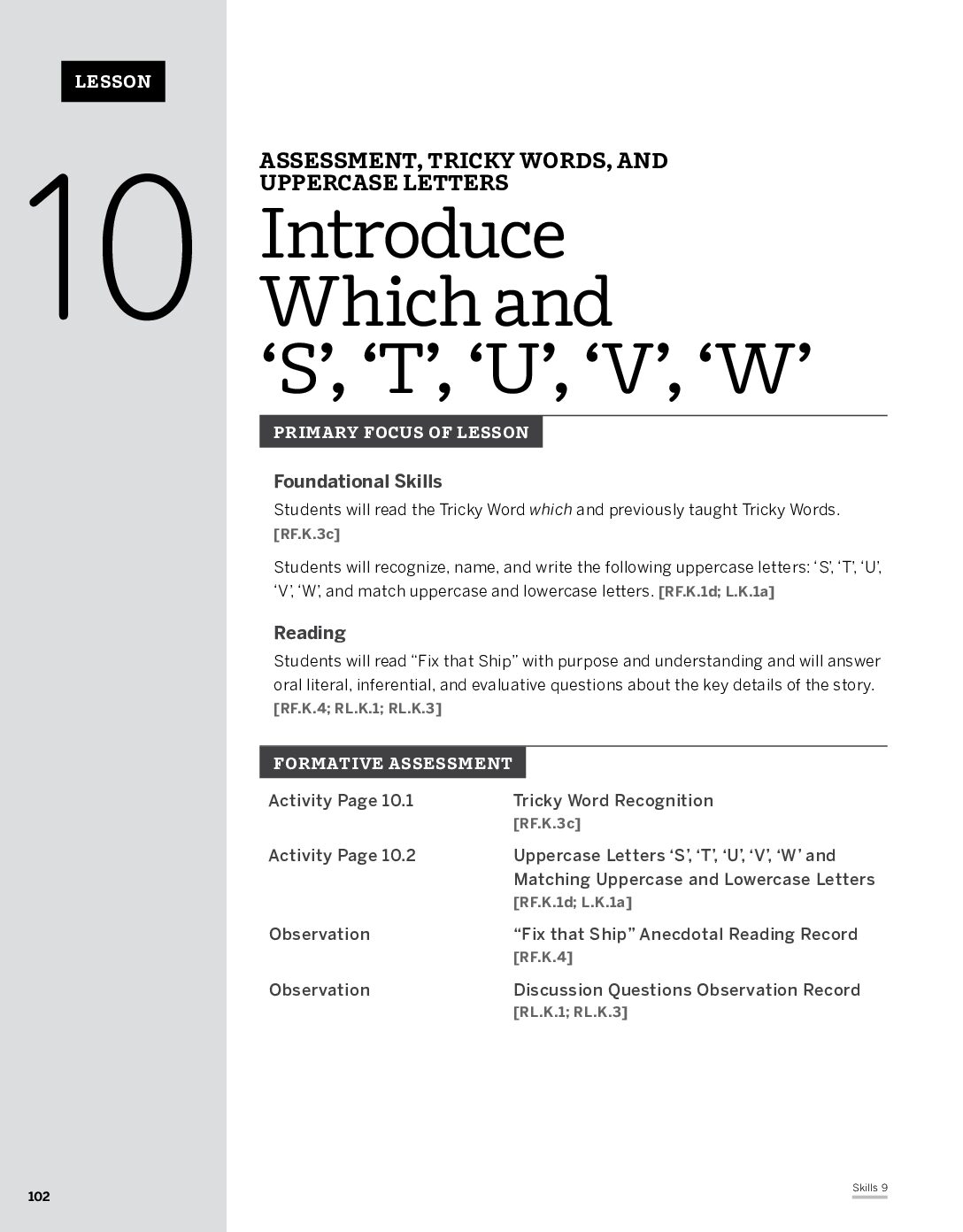 K U9 Assessment Directions & Student Pages