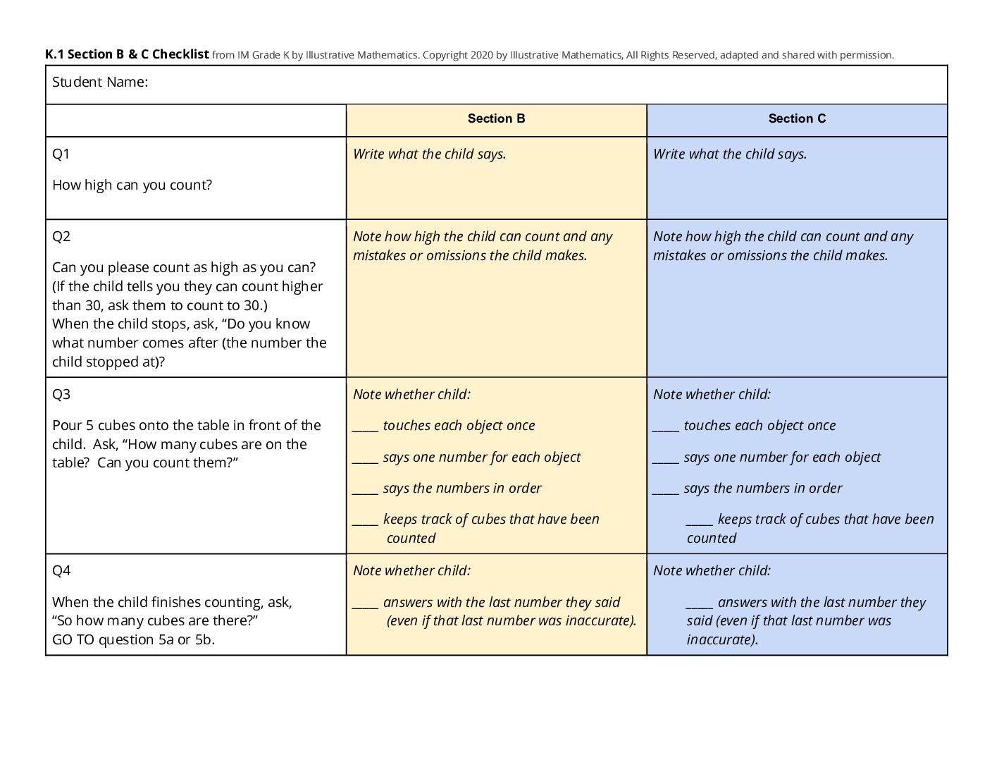K.1 Section B And C Checklist