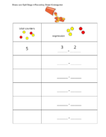 Kindergarten.7.A6.3 İntroduce Shake And Spill Cover Up To 10 Shake And Spill Stage 4 Recording Sheet Kindergarten