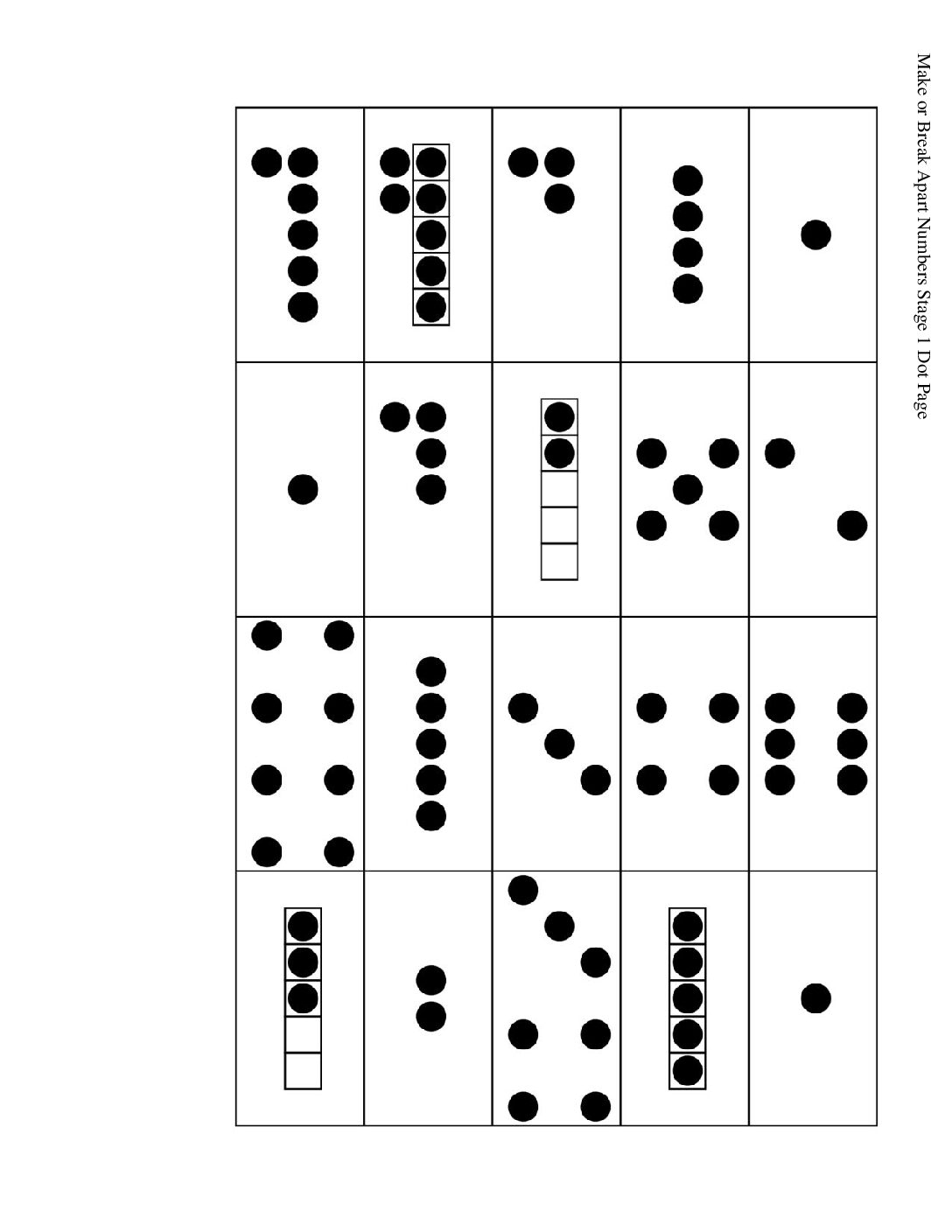 Kindergarten.5.B5.3 İntroduce Make Or Break Apart Numbers Numbers To 9 Make Or Break Apart Numbers Stage 1 Dot Page