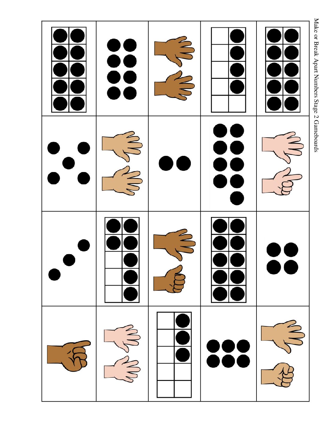 Kindergarten.6.B9.3 İntroduce Make Or Break Apart Numbers Numbers 11 19 Make Or Break Apart Numbers Stage 2 Gameboards