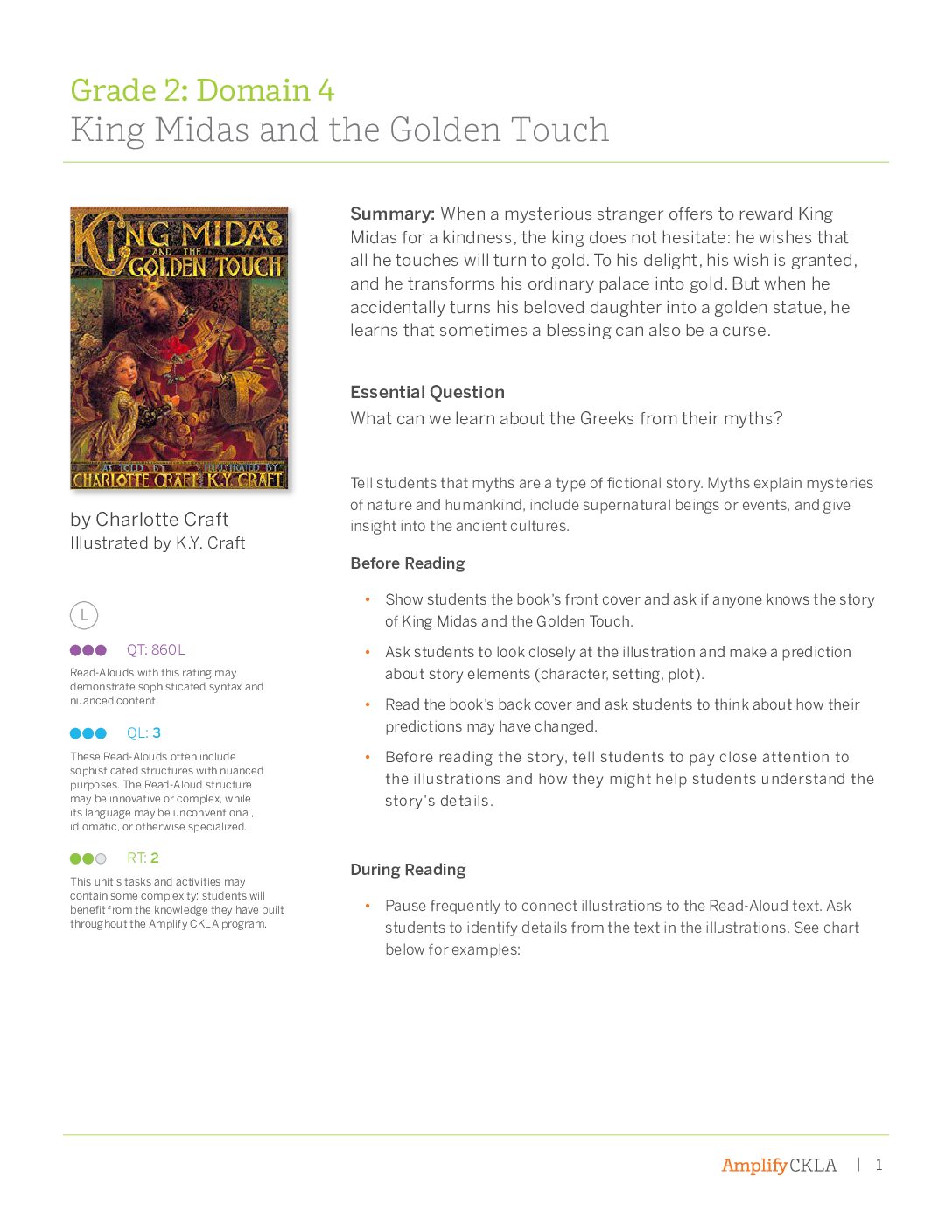 Knowledge G2D3 Trade Book Guide King Midas And The Golden Touch