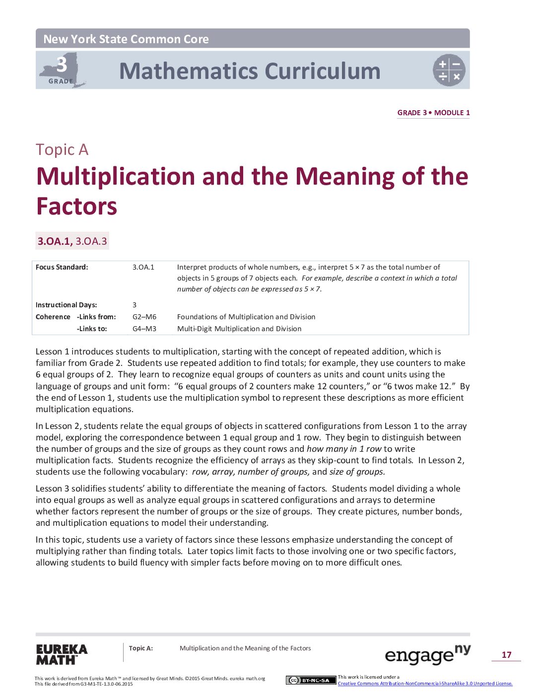 Math G3 M1 Topic A Overview