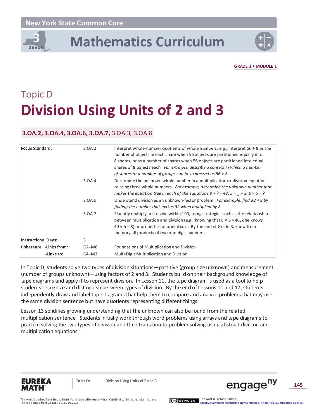 Math G3 M1 Topic D Overview