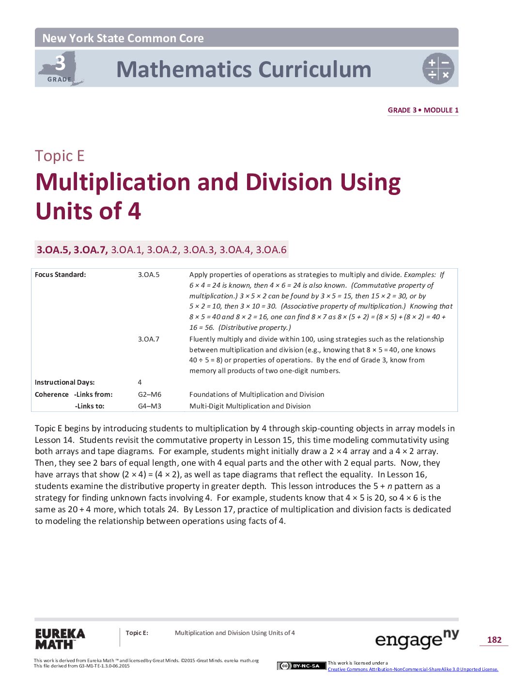 Math G3 M1 Topic E Overview