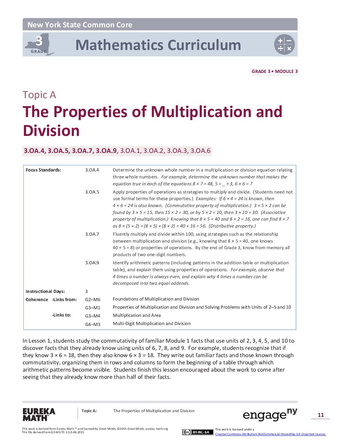 Math G3 M3 Topic A Overview